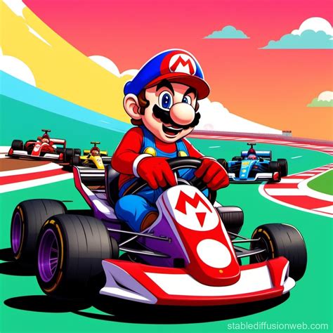 Mario Kart Race On Formula One Track Stable Diffusion Online