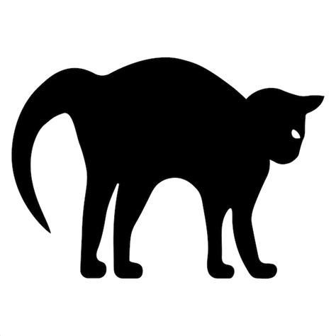 Silueta de un gato negro asustado ilustración vectorial Vector Premium