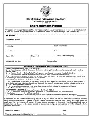 Fillable Online Encroachment Permit City Of Capitola Fax Email Print