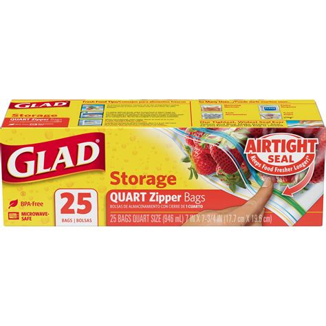 Glad Quart Sized Zipper Food Storage Bags With Lock Count Walmart