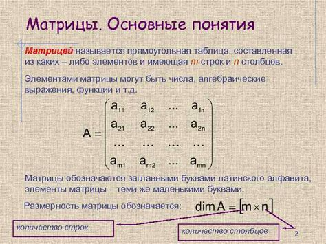 Тема 1. матрицы Матрицы. Основные понятия.