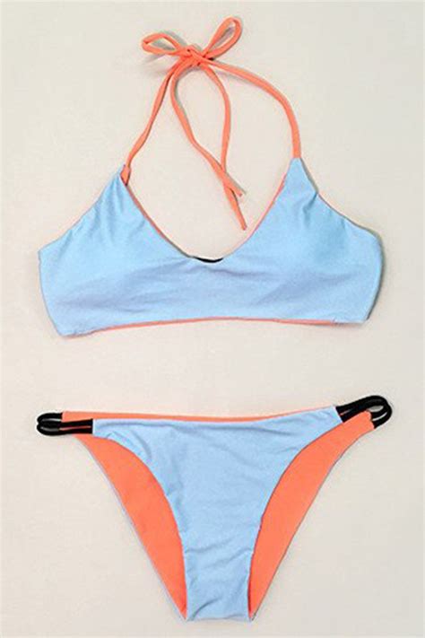 Fray For Me Contrast Color Bikini Set
