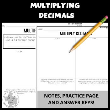 Multiplying Decimals Notes Practice By The Math Patch TPT