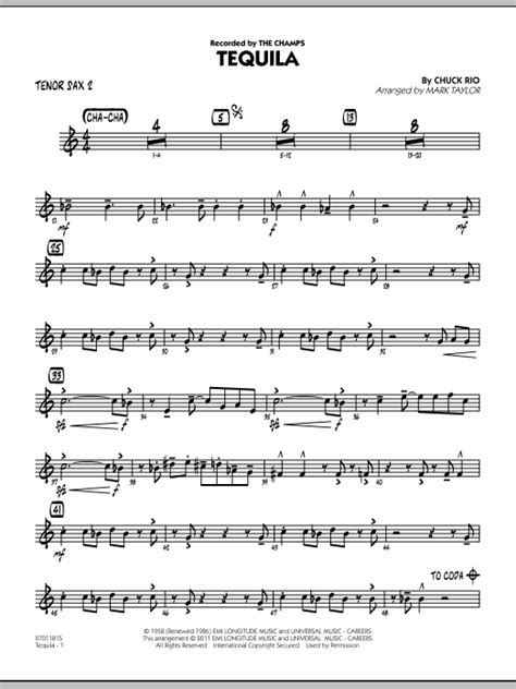 Tequila Tenor Sax 2 By Mark Taylor Sheet Music For Jazz Ensemble At Sheet Music Direct