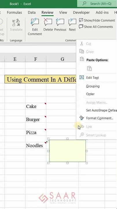 Different Ways To Use Comments In Ms Excel Ms Excel Comments Inserting Pictures In Comments