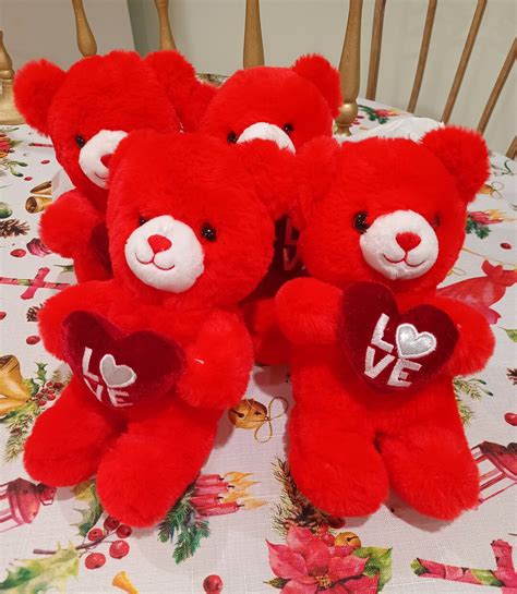 Teddy Bear for Valentine's Day Red Teddy Bear Plushies Red Teddy Bears ...