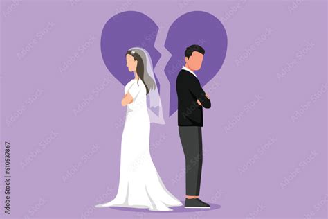 Cartoon Flat Style Drawing Divorced Married Couple Are Angry