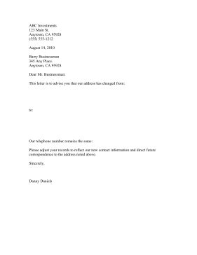 Address Change Notification Letter Template