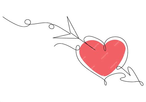 Premium Vector Continuous One Line Drawing Of Heart And Love Sign Line Art Drawing Vector