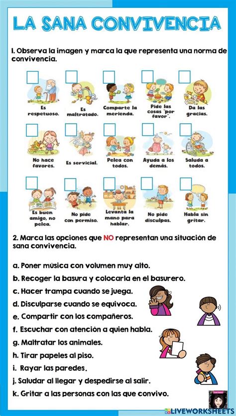 Sana Convivencia Worksheet Aula De Espanhol Psicologia Infantil