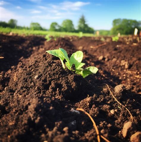 Uma Pequena Planta Est Crescendo Em Um Campo Um C U Azul Ao Fundo