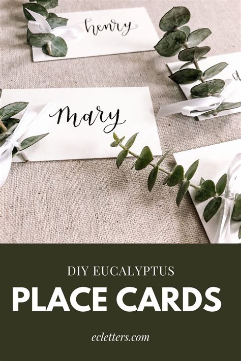 Diy Eucalyptus Place Cards Place Cards Elegant Wedding Inspiration