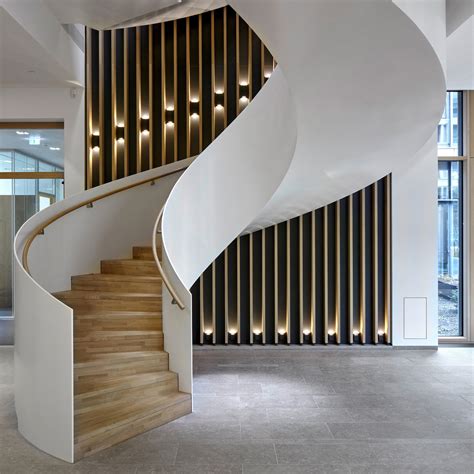 Aesthetically Curved Spiral Staircase At The Hamburg Herz Foundation