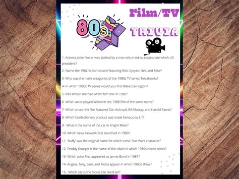 80s Movie Trivia Game Film And Tv Quiz Canva Template Party Etsy