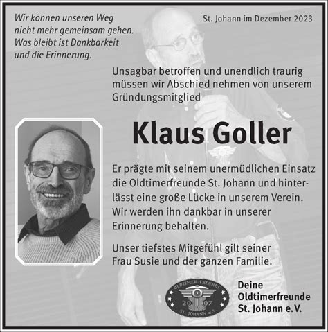 Traueranzeigen Von Klaus Goller S Dwest Presse Trauer