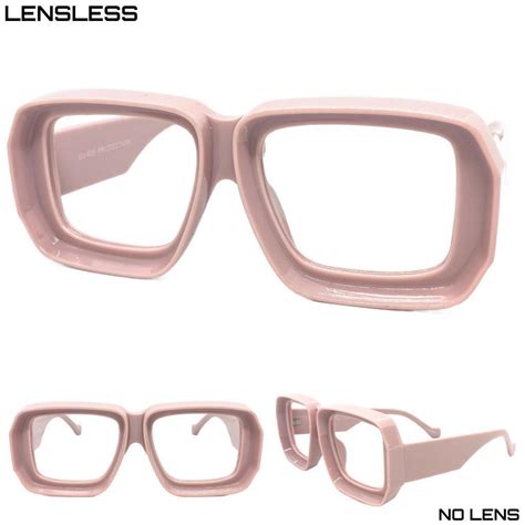 Classic Vintage Retro Style Thick Pink Lensless Eye Glasses Frame Only No Lens Ebay