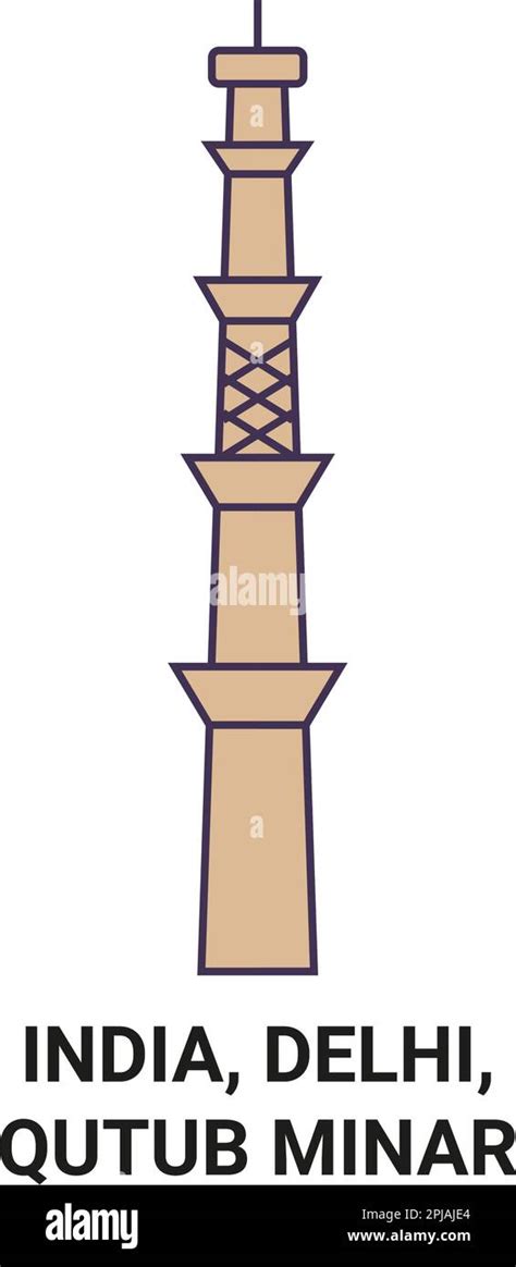 India Delhi Qutub Minar Travel Landmark Vector Illustration Stock Vector Image And Art Alamy