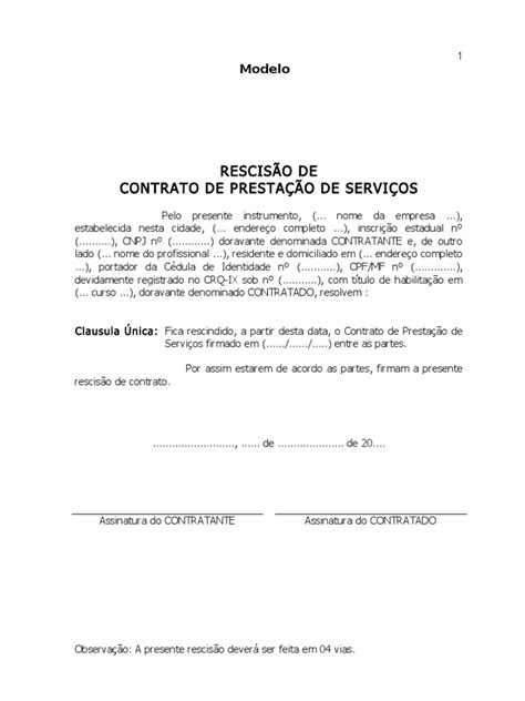 Carta De Rescisao De Contrato