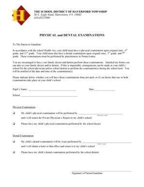 Fillable Online Physical And Dental Examinations Fax Email Print