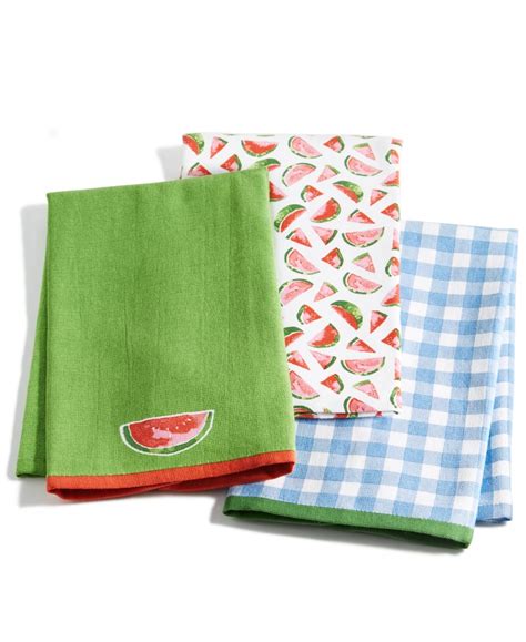 3 Pc Kitchen Towels Martha Stewart Collection Watermelon Prints