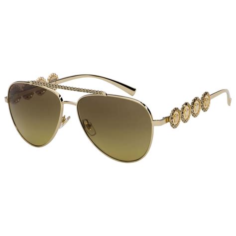 Versace Sunglasses VE2219 B 1252 G9 Pale Gold Frames Brown Gold Lens