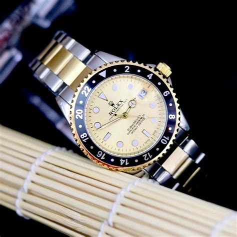 Jual Jam Tangan Pria Cowok Rolex Automatic Combi Gold Super Casio Bonia