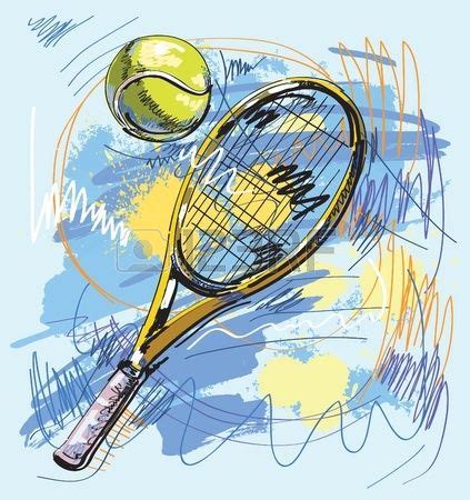 Ilustración vectorial raqueta de tenis y pelota Tennis art Tennis