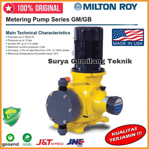 Jual Pompa Dosing Kimia Lmi Milton Roy Gm Pompa Injeksi Kimia Gm