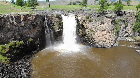 Aerial view of Orkhon Orhon waterfall 25526300 Stock Video at Vecteezy