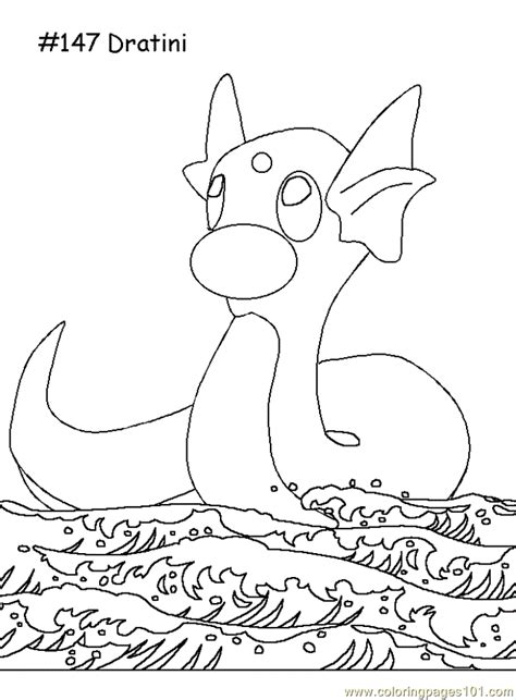 Coloring Pages Dratini Cartoons Pokemon Free Printable Coloring