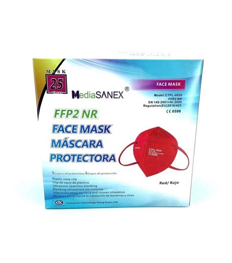 Mascarilla FFP2 Roja Mediasanex Caja 25 Uds Parafarmacia Iglesias