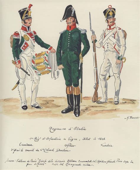 Italy 1st Line Infantry Beginning Of 1808 Drummer Officer And Fusilier Kingdom Of Italie