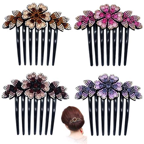 Amazon Kuuguu Pcs Women Flower Hair Comb Pins Rhinestone Slide