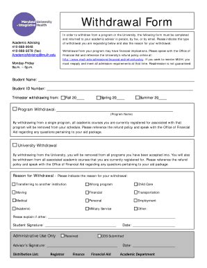 Fillable Online Program Withdrawal Form Muih Fax Email Print Pdffiller