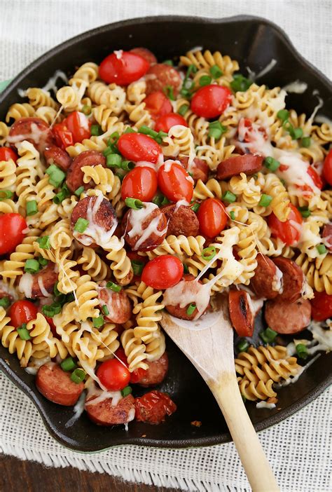 Cheesy Sausage And Tomato Pasta Skillet The Comfort Of Cooking