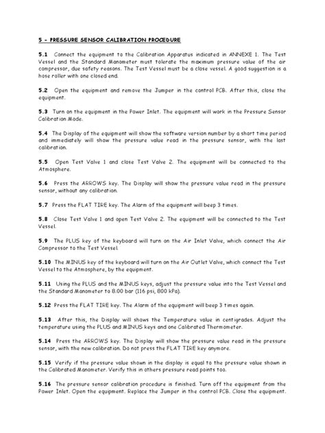 Pressure Sensor Calibration Procedure | PDF