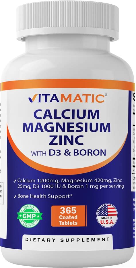 Pure Naturals Calcium Magnesium Zinc Vitamin D3 Supplement Calcium 1000mg