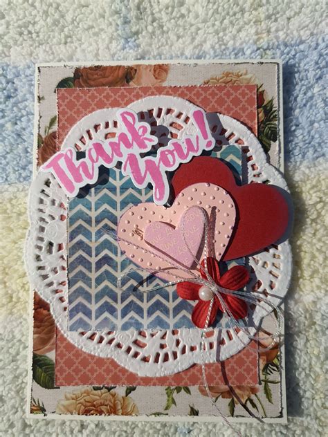 Thank You With Hearts Card Etsy