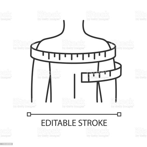 어깨 주위 픽셀 완벽한 선형 아이콘 얇은 선 사용자 정의 일러스트레이션 의류 크기 측정 테일러링 윤곽 기호 벡터 격리 된 윤곽선