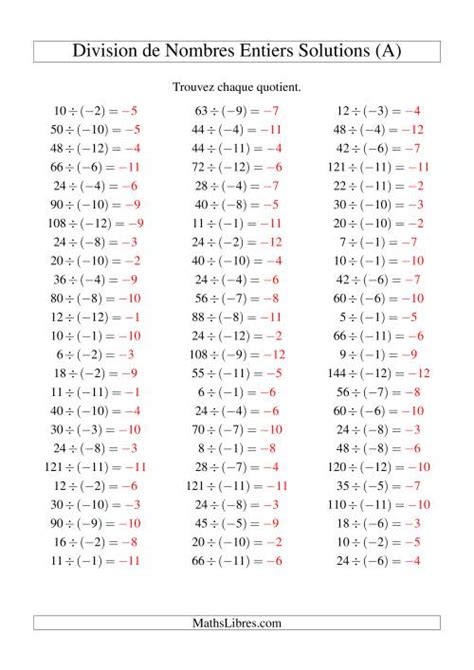 Division De Nombres Entiers Positif Divis Par N Gatif Par Page