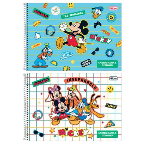 Caderno Espiral Capa Dura Cartografia E Desenho Mickey 309079 TILIBRA