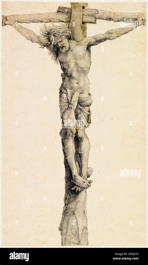 Matthias Grünewald Christ on the Cross drawing in charcoal with pen