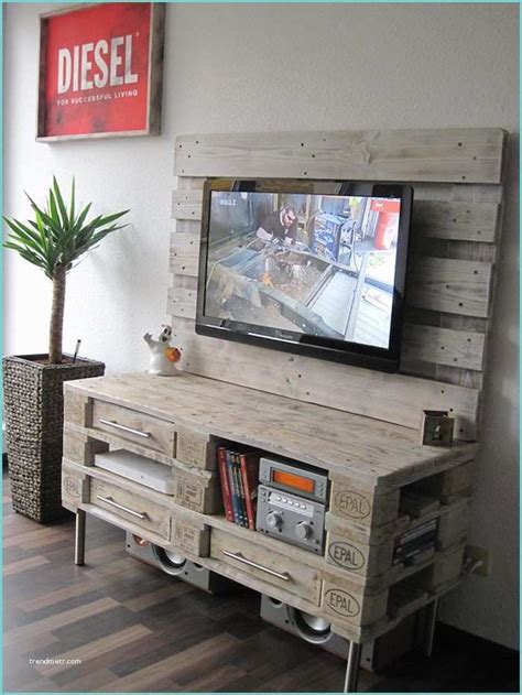 Meuble Tv En Palette De Bois Meuble En Palettes Et Décoration En 35