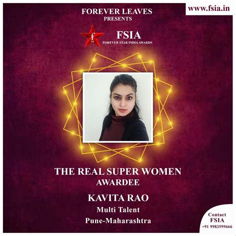 Kavita Rao Awardee The Real Super Women Awards 2020 By Fsia Superwoman Real Superheroes