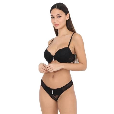 Ensemble lingerie à détails bijoux Noir Cdiscount Prêt à Porter