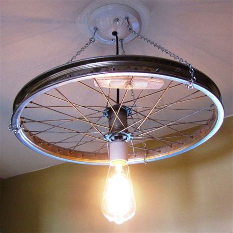 Hanging Ceiling Light Made From Repurposed Bike Tire Rim Etsy