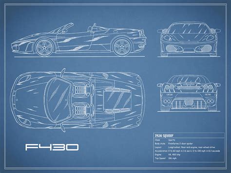 The F430 Blueprint Photograph By Mark Rogan