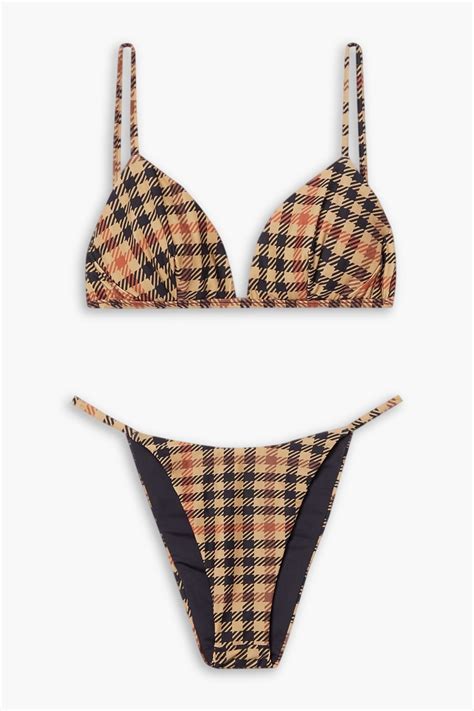 Haight Carolina And Clara Checked Triangle Bikini In Light Brown ModeSens