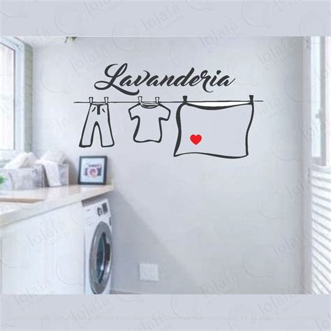 Adesivo Decorativo Parede 80cmx50cm Lavanderia Frases Mod 1263