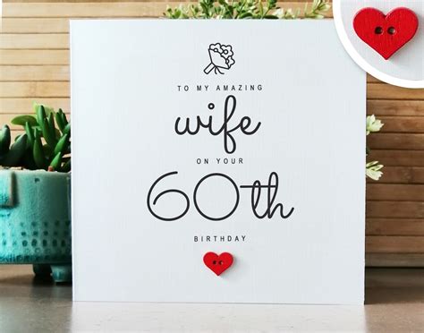 Wife 60th Birthday Card Handmade 60th Birthday Card For Wifey Wife S Birthday Personalised